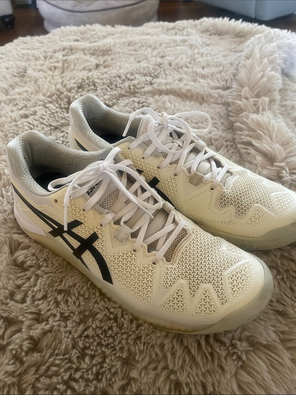 Asics white court sneakers with Black Logo
